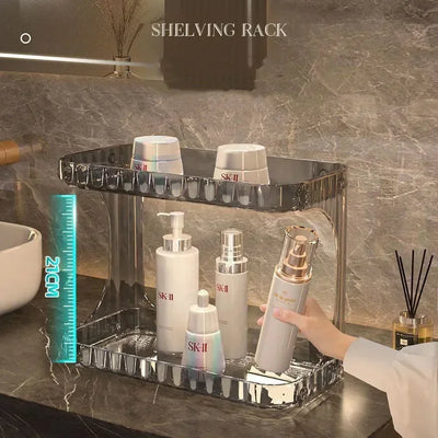 Spacious bathroom organizers countertop rack with 21cm height for tall bottles and skincare items