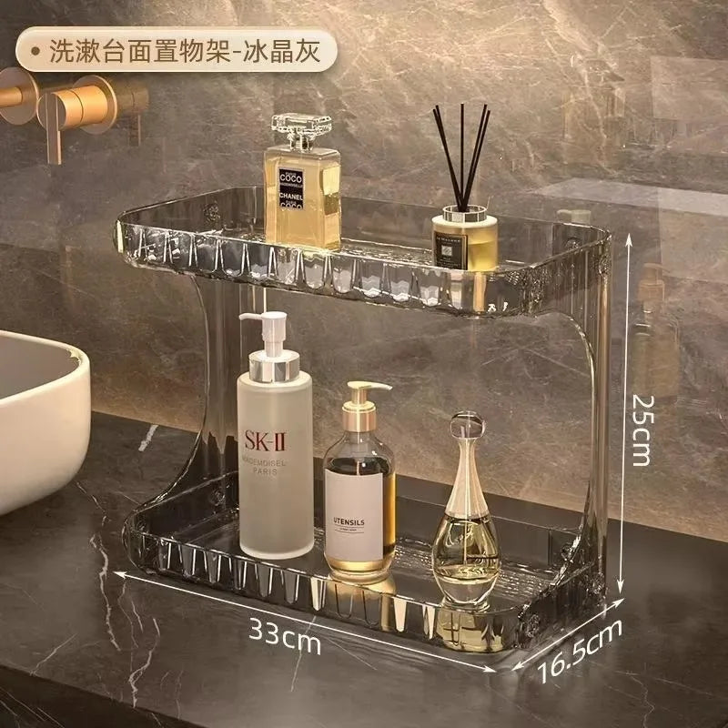 Smoky gray bathroom organizers countertop with 25cm height and 33cm width for elegant storage
