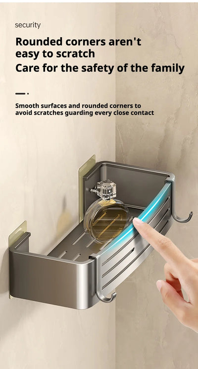 Smooth rounded-edge bathroom-wall-storage-shelves designed to prevent scratches and ensure safe family use