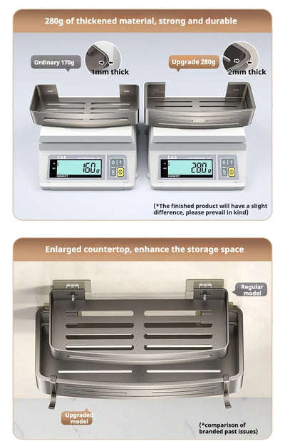 Heavy-duty bathroom-wall-storage-shelves made with 2 mm thick metal for maximum strength and long-lasting use