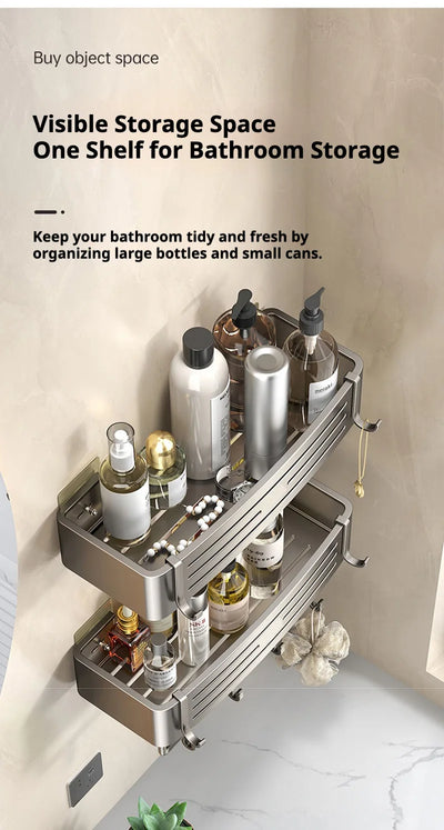 Bathroom-wall-storage-shelves with visible compartments to organize bottles, jars, and bathroom essentials