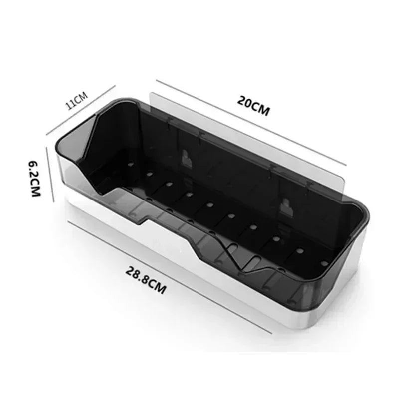 Size chart and measurements for black shower caddy wall unit