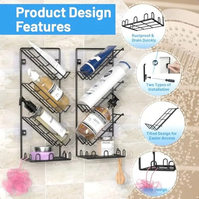 Wall Mounted Shower Caddy Organizer Shelf
