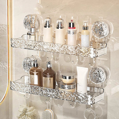 Suction Cup Shower Shelf with Hooks & Tray