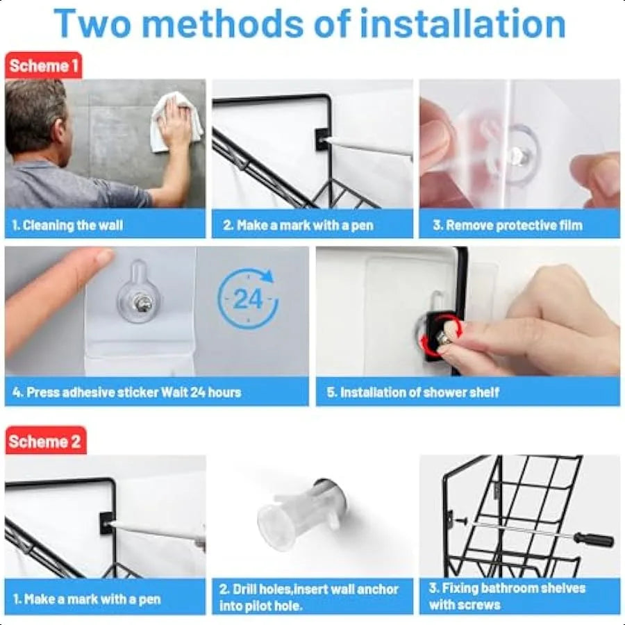 Wall Mounted Shower Caddy Organizer Shelf