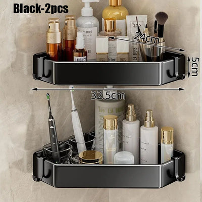 Rustproof Grey Bathroom Shelf with Hooks