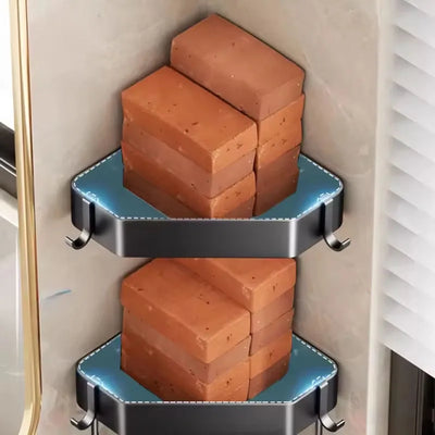 Rustproof Grey Bathroom Shelf with Hooks
