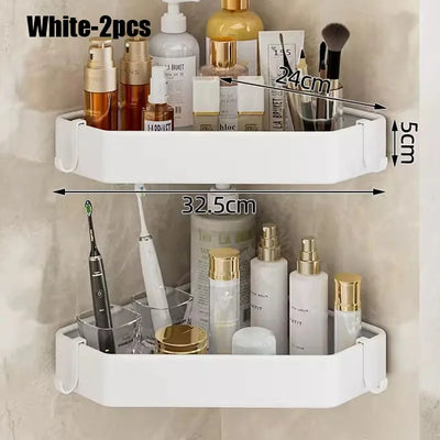 Rustproof Grey Bathroom Shelf with Hooks