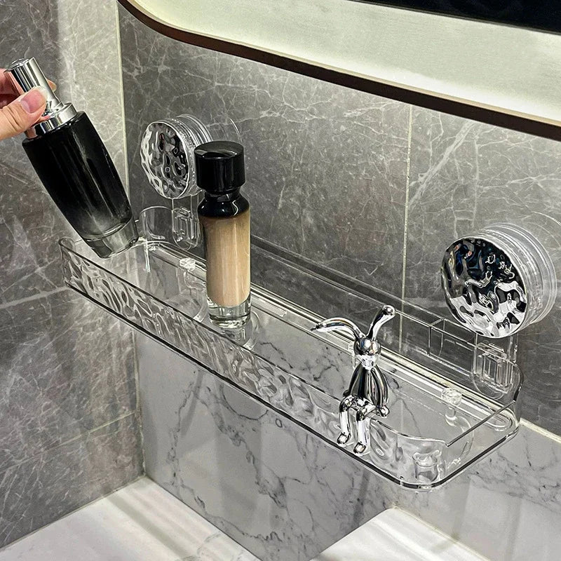 Suction Cup Shower Shelf with Hooks & Tray