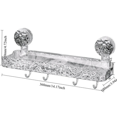 Suction Cup Shower Shelf with Hooks & Tray