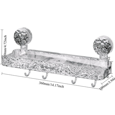 Suction Cup Shower Shelf with Hooks & Tray
