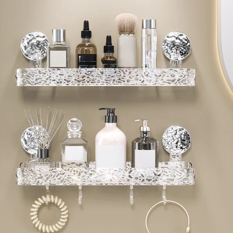 Suction Cup Shower Shelf with Hooks & Tray