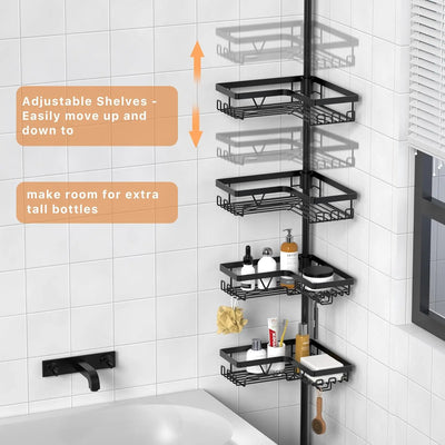 Tension Pole Shower Caddy 4-Tier Corner Rack