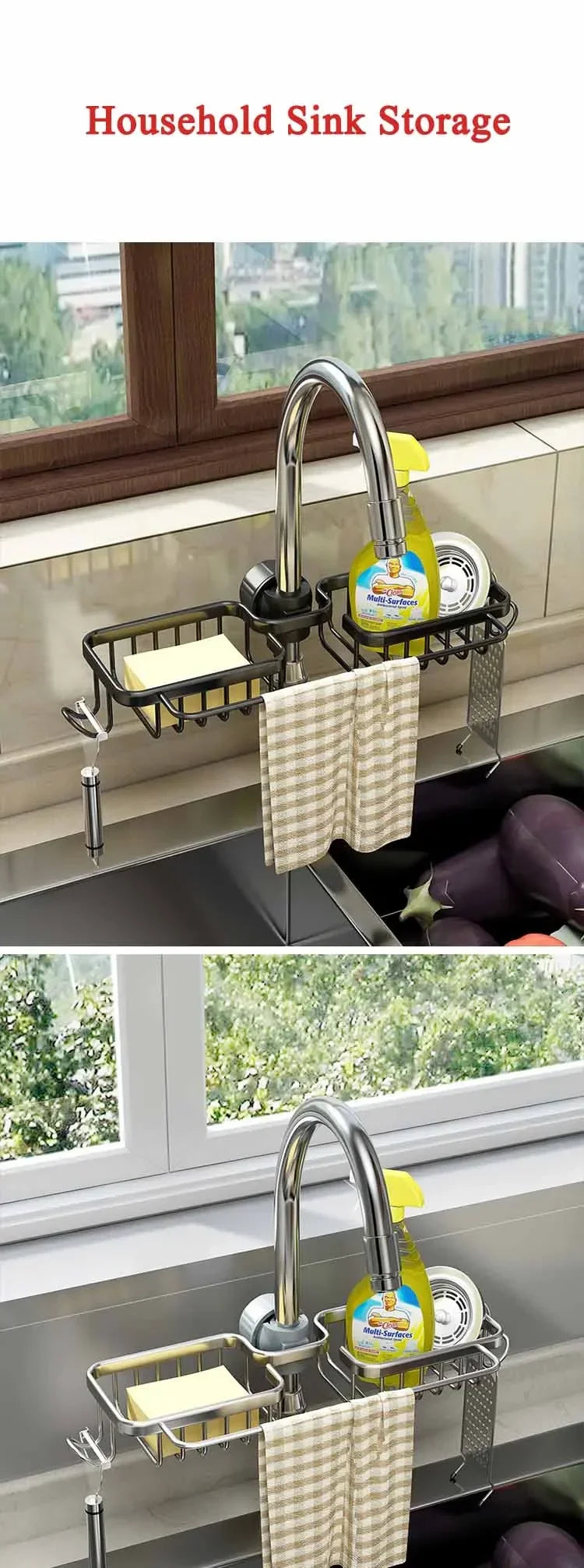 Mens Shower Caddy with Soap Tray & Hooks