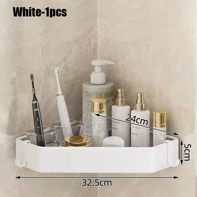Rustproof Grey Bathroom Shelf with Hooks