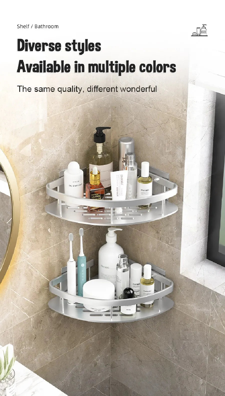 Gold Stainless Bathroom Corner Caddy Organizer