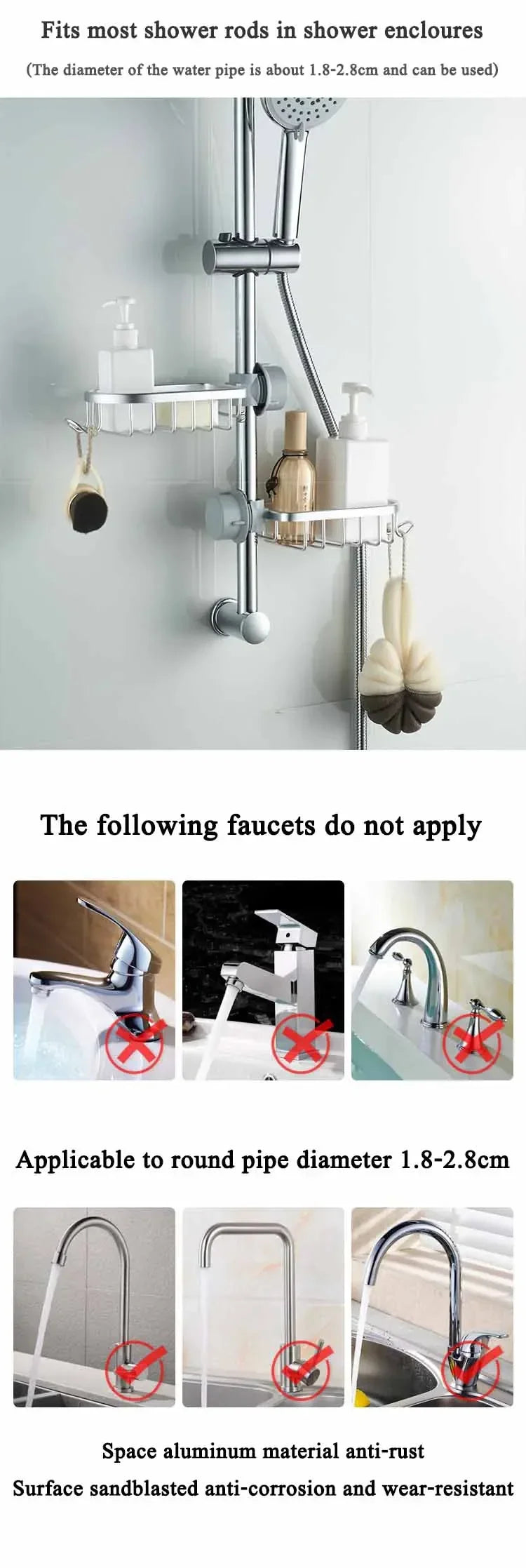 Mens Shower Caddy with Soap Tray & Hooks