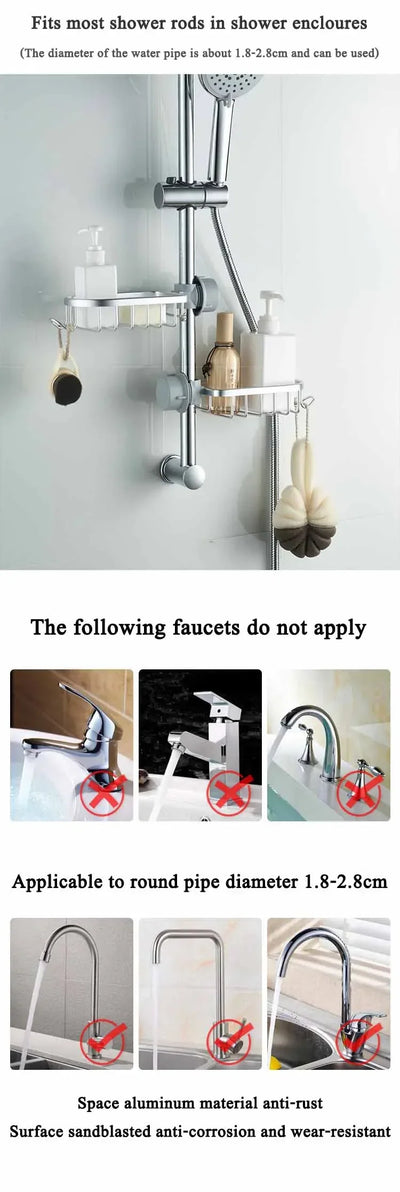 Mens Shower Caddy with Soap Tray & Hooks
