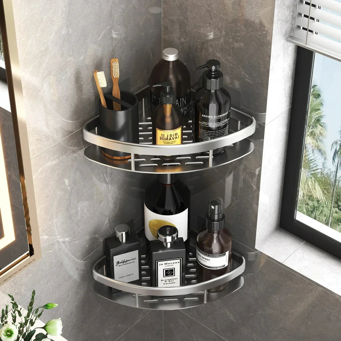Space-Saving Corner Shower Caddy Rack