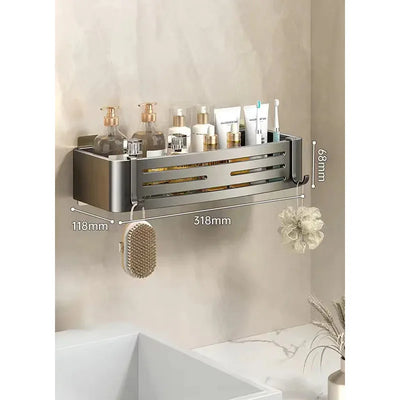 Precision-sized bathroom-wall-storage-shelves with a clean 318x118x68mm frame for compact, stylish storage