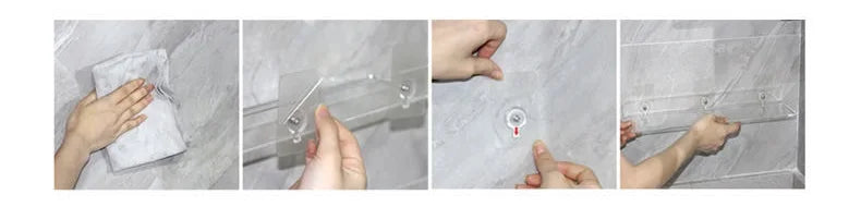 Step-by-step installation process of wall-mounted floating shelves in the bathroom