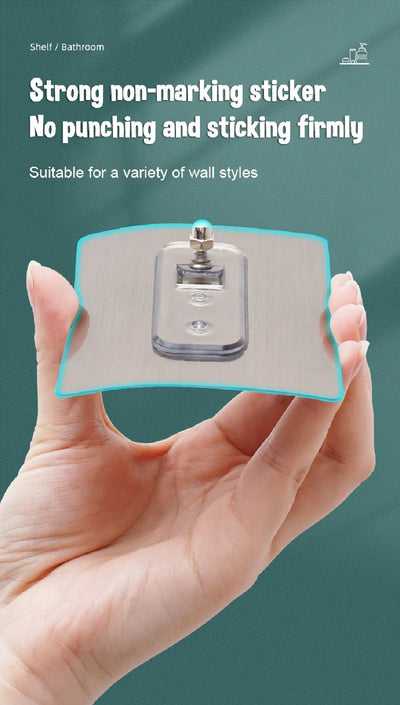 Gold stainless bathroom corner caddy organizer with strong adhesive mount for secure wall installation