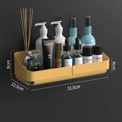 Wide yellow small shower caddy ideal for storing multiple bath bottles