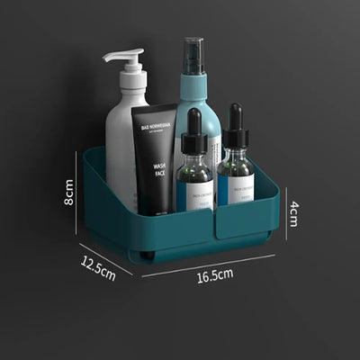 Space-saving blue small shower caddy designed for minimal toiletries